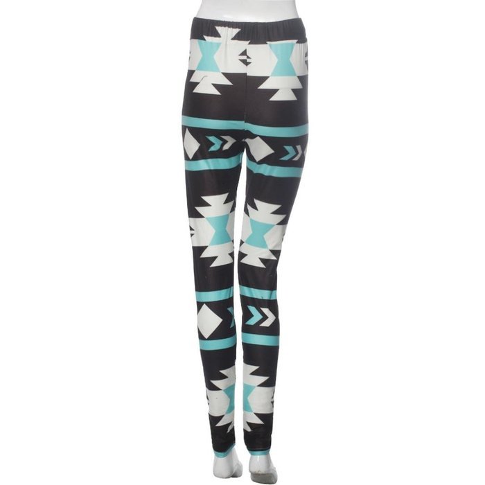 PHOTNO Skinny Geometric Print Stretchy Pants Leggings N21