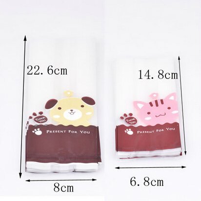 ONOR-Tech 50 PCS Lovely Cute OPP Cookie Bakery Candy Biscuit Treat Gift Diy Plastic Bag + Label Seal Sticker (... N13