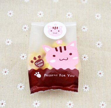 ONOR-Tech 50 PCS Lovely Cute OPP Cookie Bakery Candy Biscuit Treat Gift Diy Plastic Bag + Label Seal Sticker (... N16