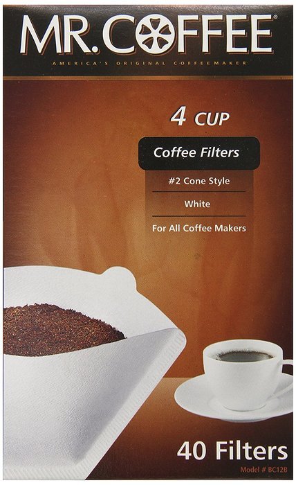 Mr. Coffee #2 Cone Filter Coffee Filters, White Paper, 40 Count Boxes (Pack of 12)