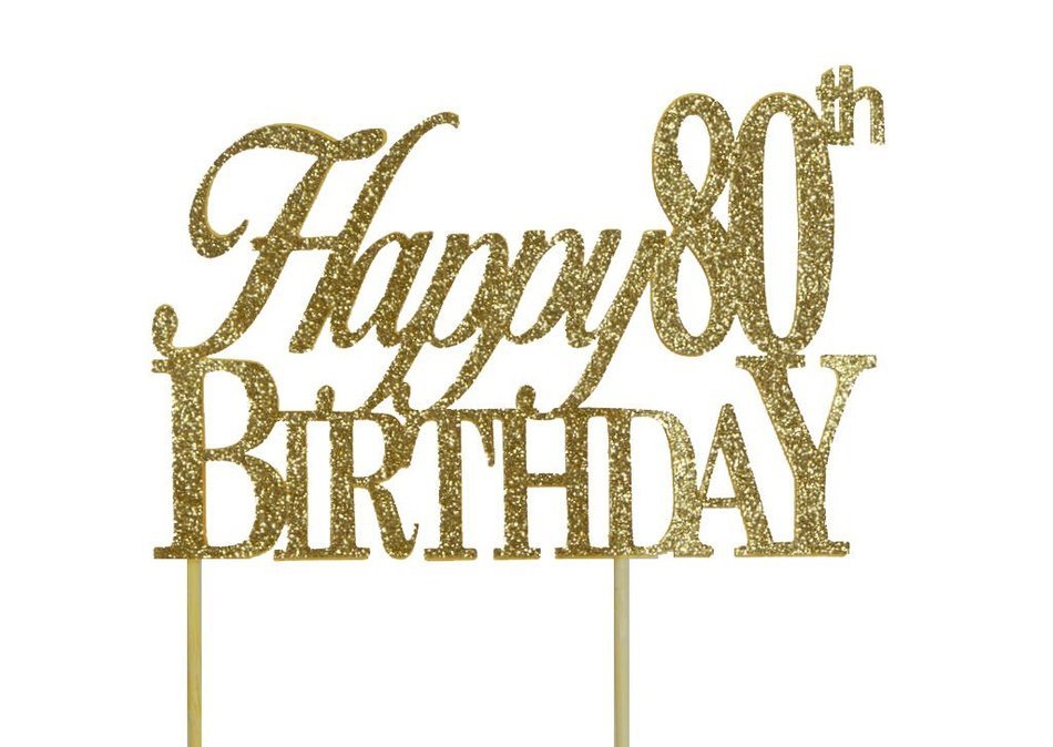 All About Details Gold Happy-80th-birthday Cake Topper