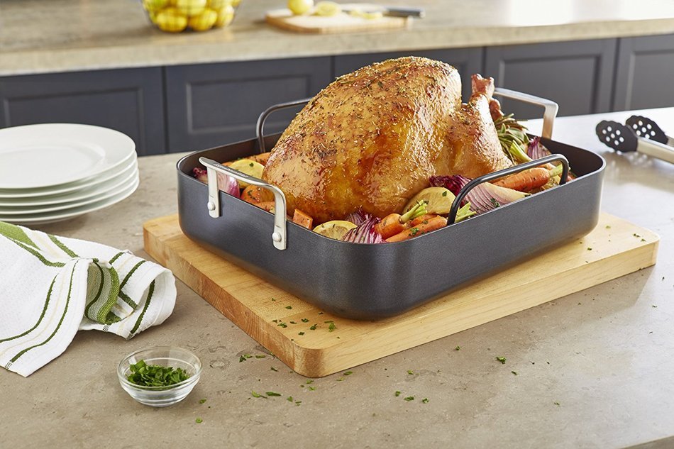 KitchenAid KC2H116RP 16" Hard Anodized Roaster with Rack - Midnight Black N4