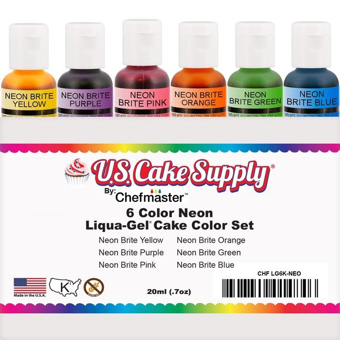 12 Color-US Cake Supply&reg; by Chefmaster Liqua-Gel Paste Cake Color Set - The 12 Most Popular Colors in 0.75 fl.... N23