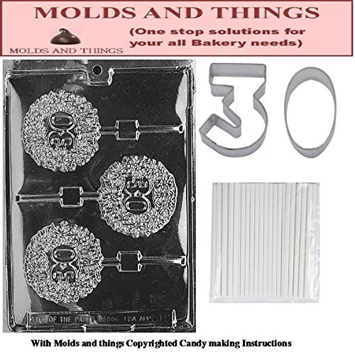 30TH Lolly numbers and letters Chocolate candy mold Molding Instruction+ 30th cookie cutter