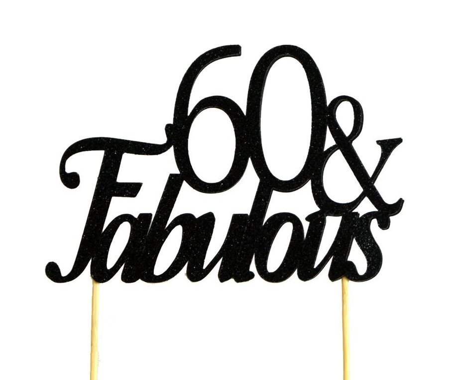 All About Details Black 60-&-fabulous Cake Topper N3