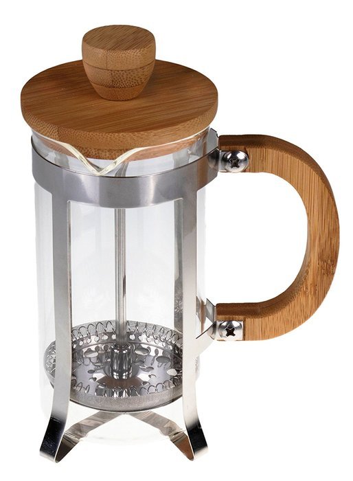 Gourmet 2 Cup Stainless Steel, Glass, and Bamboo French Press Coffee Brewer N2