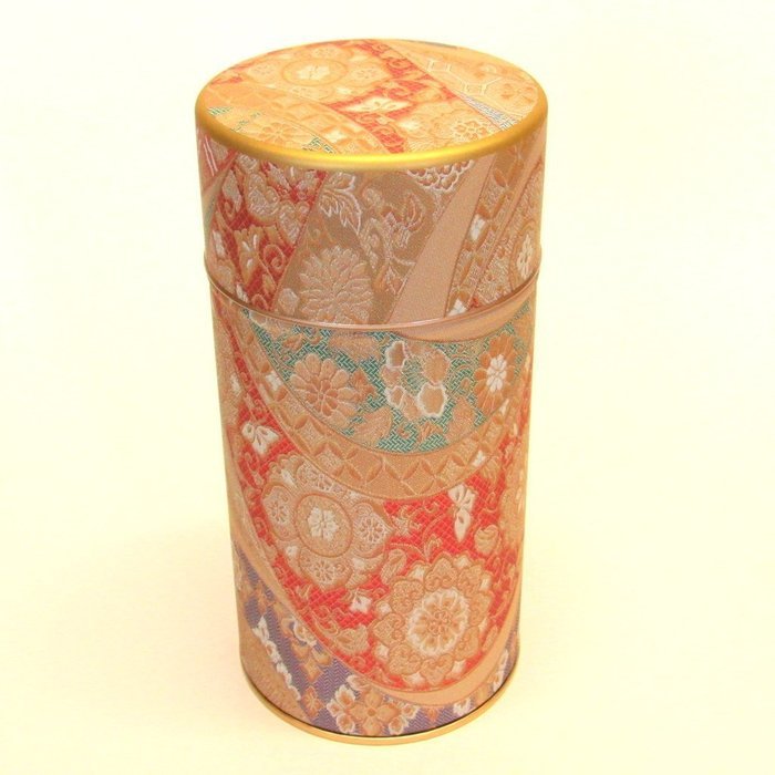 Japanese tea tin Mizunishiki double lid [red] (150g) N4