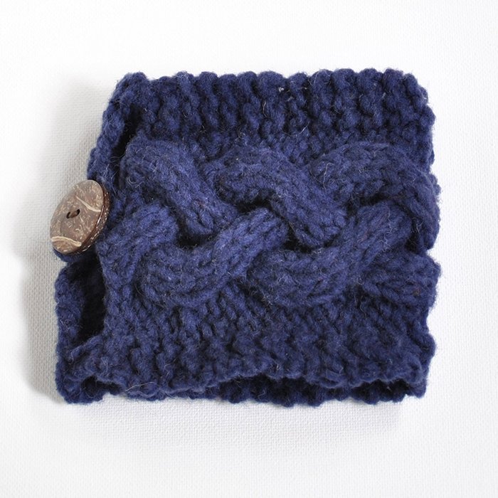 Gift Under 10, Stocking Stuffer, Teacher Gifts, Cabled cup cozy, mug hugger, coffee warmer, cup cozy Navy Blue N2