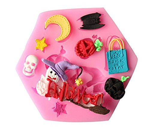 Fashionclubs Silicone Halloween Pumpkins Skull Witch Chocolate/Fondant/Candy Mold Mould N3