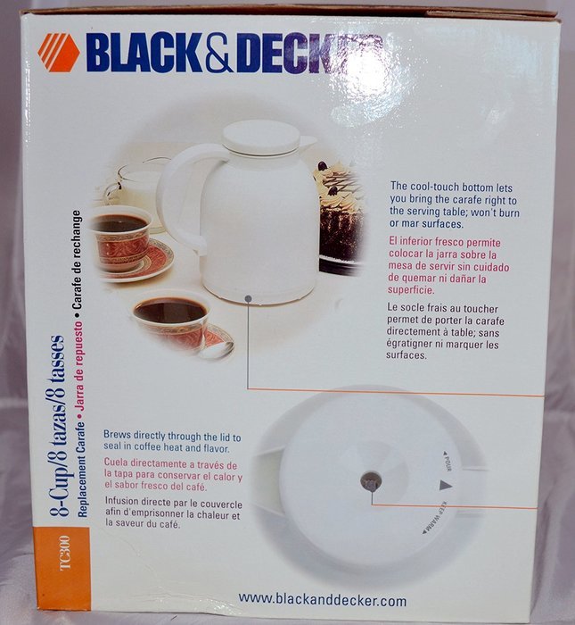Black and Decker White 8 Cup Replacement Thermal Carafe Tc300 N2
