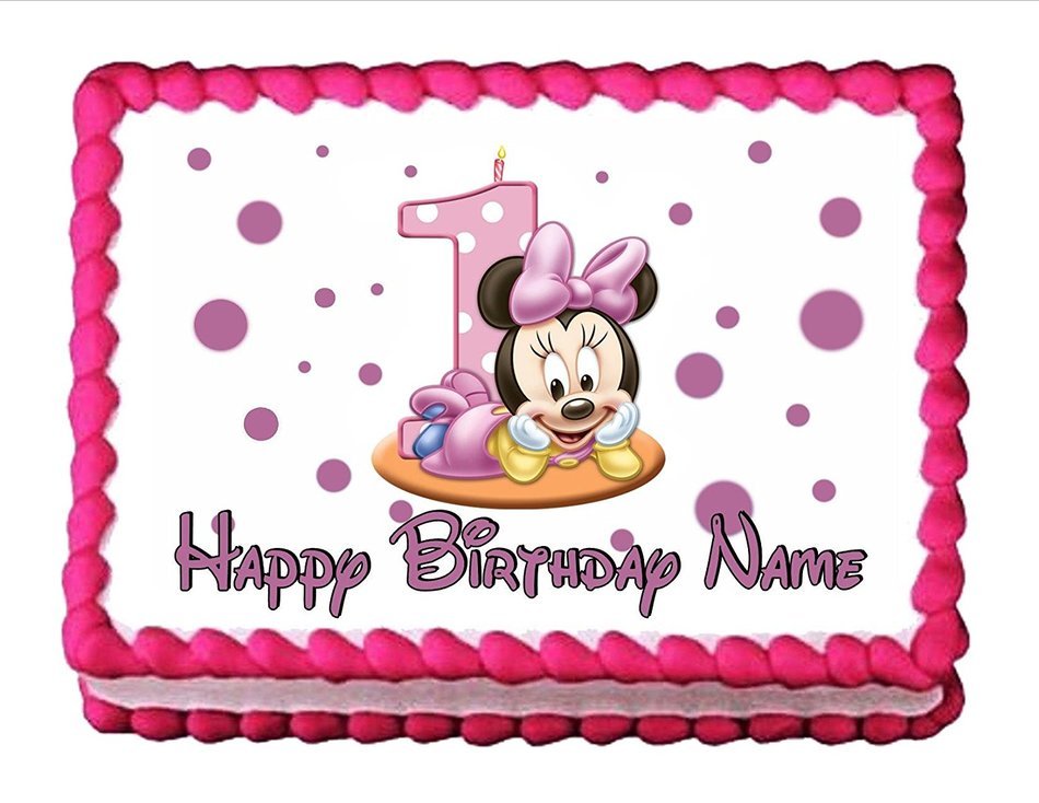 Edible Cake Topper Baby Minnie Mouse Baby's 1st Birthday
