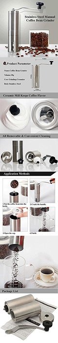 manual coffee bean roaster Stainless Steel Hand Manual Coffee Bean Grinder Mill Kitchen Grinding Tool
