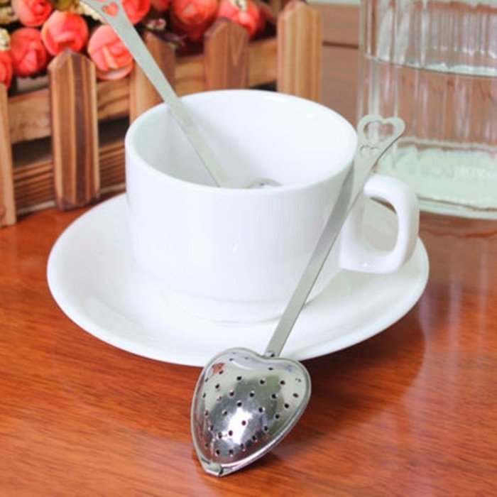 Genenic Diffuser Heart Shape Stainless Steel Infuser Strainer Tea Spoon Filter