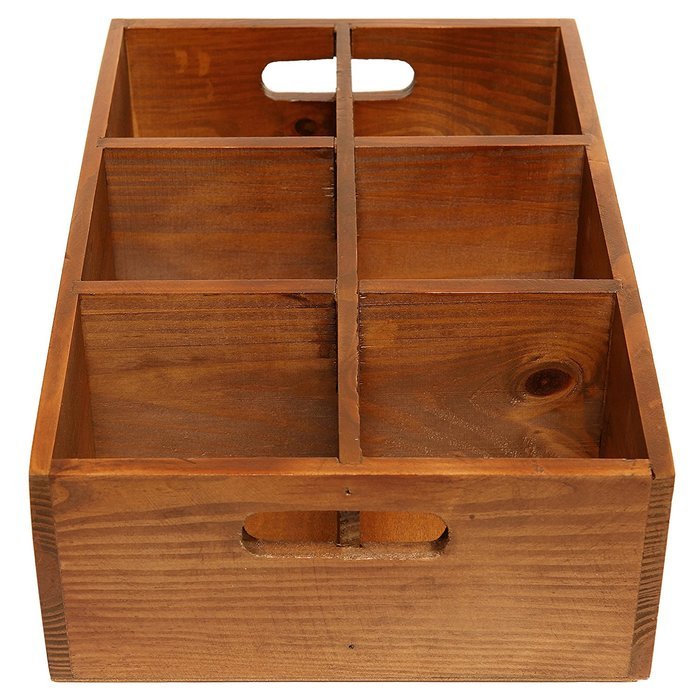 French Country Pinewood 6-Compartment Jewelry Organizer / Board Game Storage Box / Tea Holder - MyGift&reg; N2