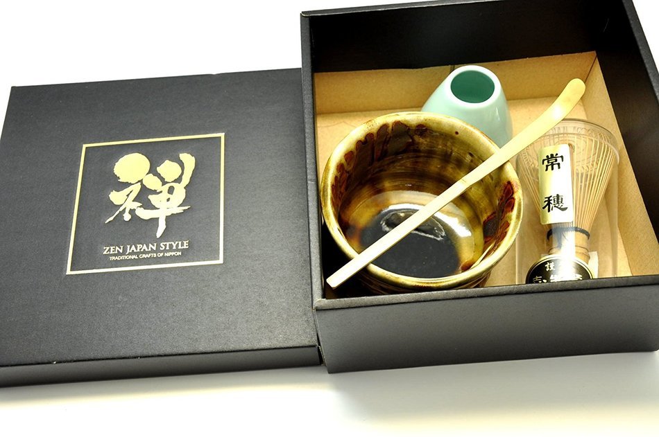 Japanese Mino Yaki ware Matcha Bowl And Tea Ceremony Set Green Tea 11 / 11 / 8cm (4.3 / 4.3 / 3.1inch)[7365] N5