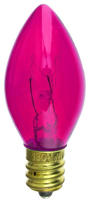 7 Watt C7 Transparent Outdoor Patio Party Christmas Novelty Replacement Bulbs, 25 Pack (Red) N26