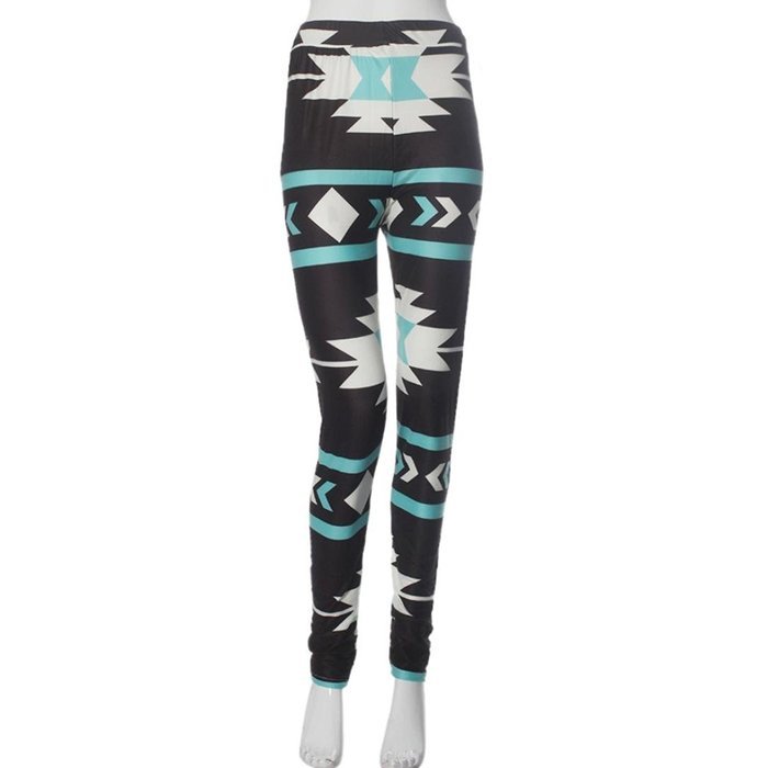 PHOTNO Skinny Geometric Print Stretchy Pants Leggings N22