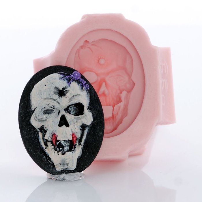 Gothic Skull Cameo Silicone Mold Food Safe Fondant, Chocolate, Candy, Resin, Polymer Clay, Jewelry, Craft Mold N10