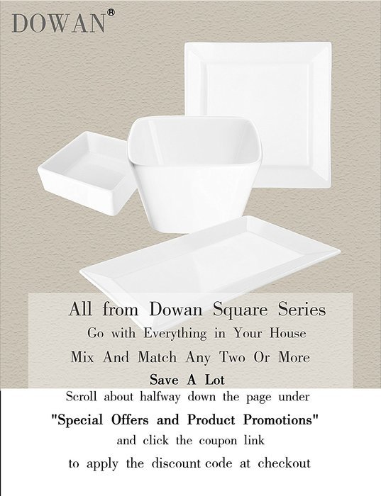 Dowan 6oz Porcelain Ramekins/Dessert Bowls,FDA Approved,Square & White Souffle Dish/Dip bowls,Set of 6 N4