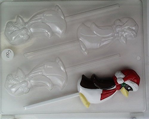Cute penguin facing to side w/ Santa cap Lollipop C061 Christmas Chocolate Candy Mold