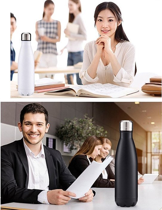 Super Modern Vacuum Insulated 17oz Wave Bottle - Double Walled Stainless Steel Water Thermos - Cola Style Hydro... N30