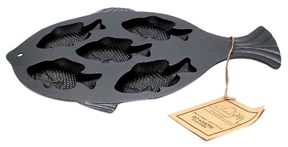 Iwgac Home Indoor Outdoor Decorative Collectibles Old Mountain Cast Iron Preseasoned Fish Cornbread Pan