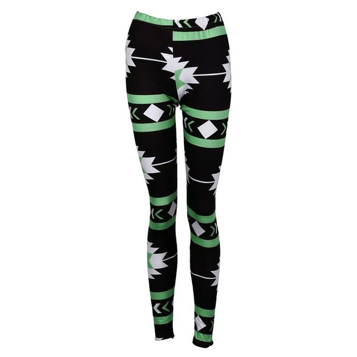 PHOTNO Casual Women Lady Skinny Geometric Print Stretchy Jegging Pants Slim Leggings N94