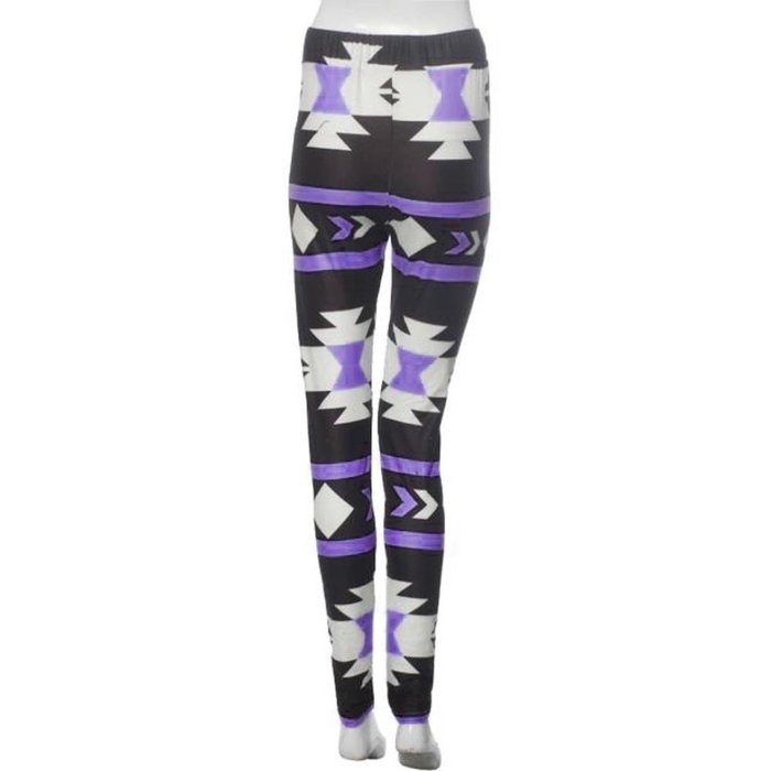 PHOTNO Casual Women Lady Skinny Geometric Print Stretchy Jegging Pants Slim Leggings N98