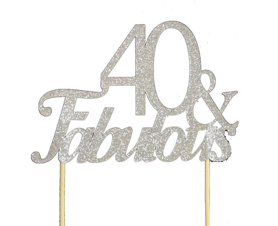 All About Details Silver 40-&-fabulous Cake Topper N2