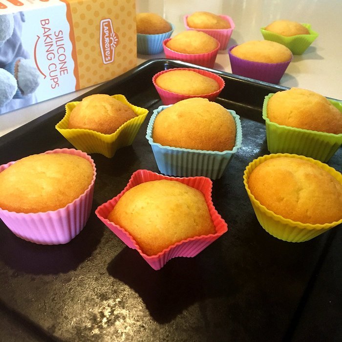 Lapurete&rsquo;s &reg; 36-pack Cupcake Liners-Silicone Reusable Cupcake and Muffin Baking Cup-No BPA,Six Vibrant colors.... N4