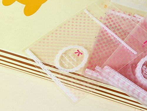 ONOR-Tech 100 PCS Lovely Cute Bowknot OPP Self Adhesive Cookie Bakery Candy Biscuit Roasting Treat Gift DIY Plastic... N57