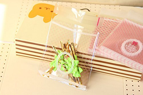 ONOR-Tech 100 PCS Lovely Cute Bowknot OPP Self Adhesive Cookie Bakery Candy Biscuit Roasting Treat Gift DIY Plastic... N58