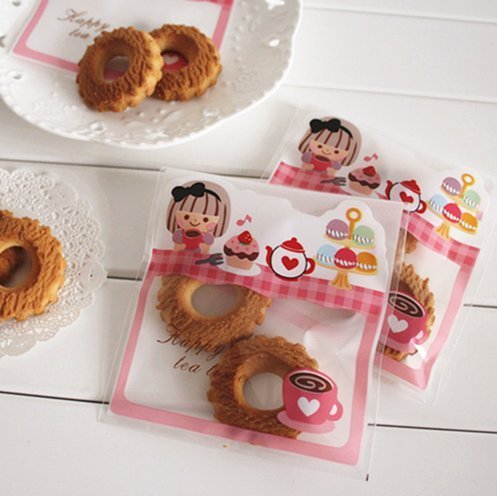 ONOR-Tech 100 PCS Lovely Cute Bowknot OPP Self Adhesive Cookie Bakery Candy Biscuit Roasting Treat Gift DIY Plastic... N61