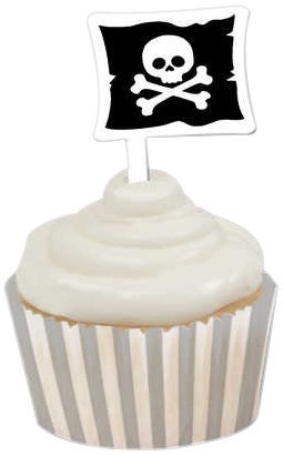 Creative Converting Pirate Parrty Cupcake Pick Decorations with Matching Baking Cup Wrappers, 12 Count