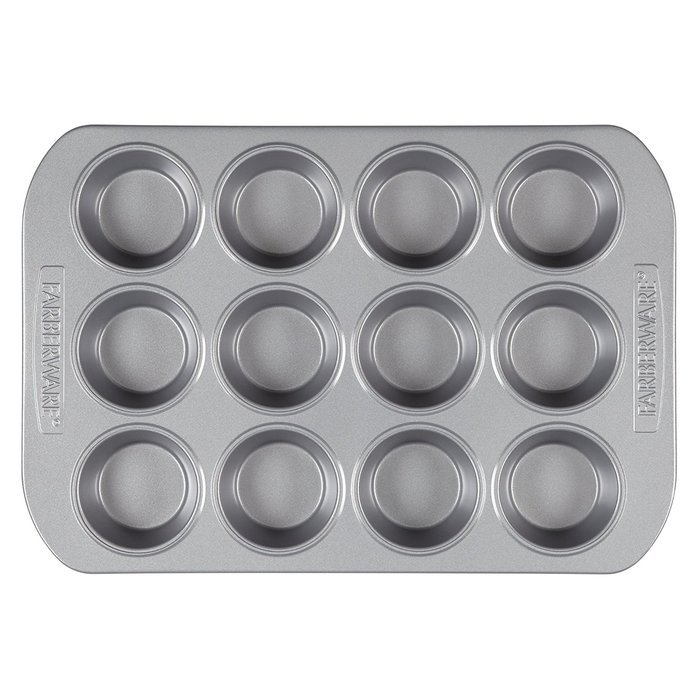 Farberware Nonstick Bakeware 12-Cup Mini Muffin and Cupcake Pan, Gray N2