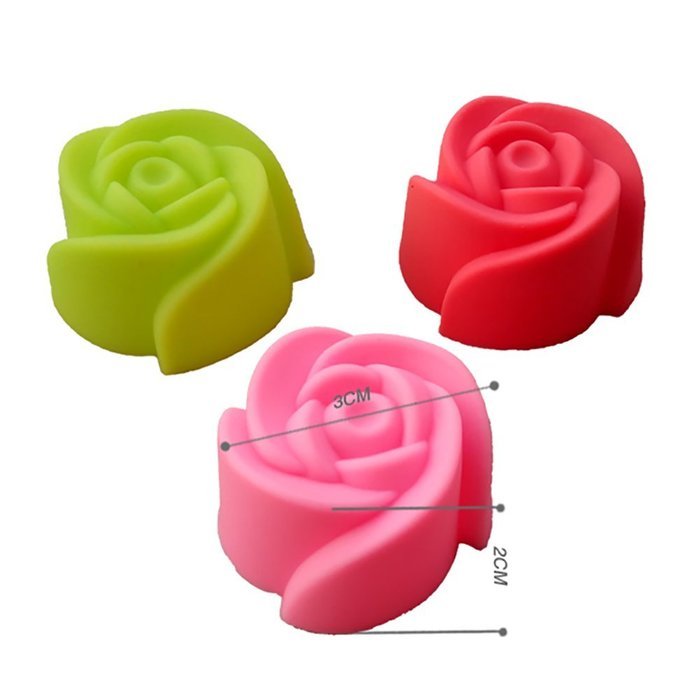 Fanhesheng 10pcs 3CM Silicone Rose Muffin Cookie Cup Cake Baking Mold ...