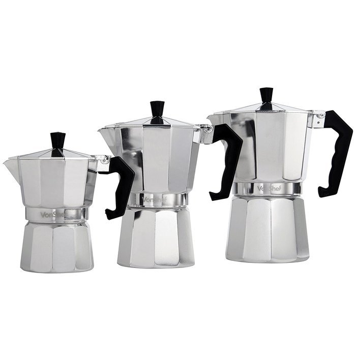 VonShef 3 Cup Italian Espresso Coffee Maker Stove Top Moka Macchinetta N7