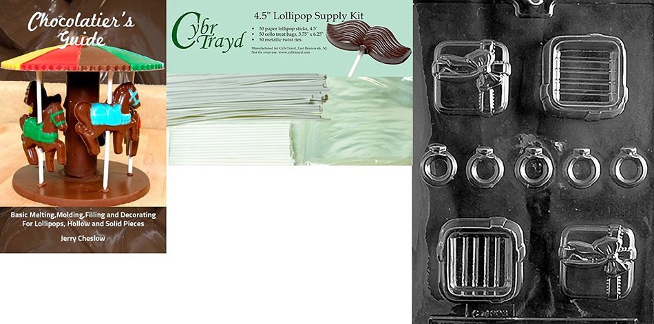 Cybrtrayd W047 Gift Pour Box with 5 Rings Chocolate Candy Mold with Exclusive Cybrtrayd Copyrighted Chocolate... N3