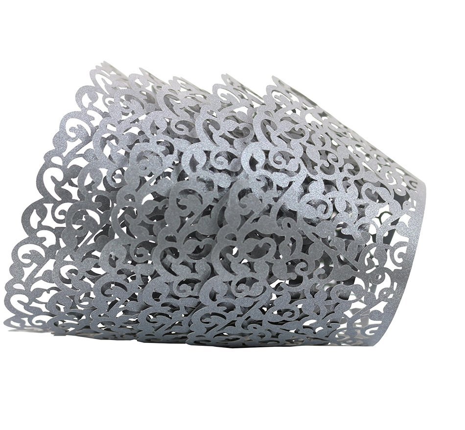 Sharing Star 100 Pieces Filigree Artistic Muffin Case Cupcake Paper Cup Liner Little Vine Lace Laser Cupcake Wrappers... N12