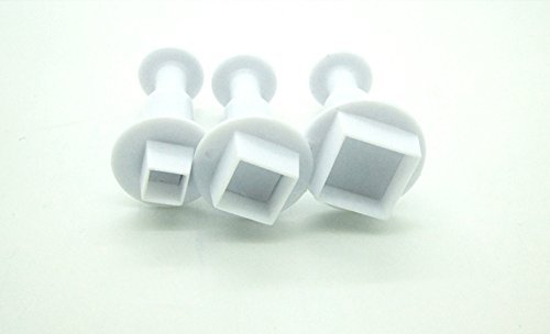 Anyana 3pcs set Square Plastic Plunger And Cookie Cutter Cake Mould Tool Kitchen Tool Sugar Paste Baking Mould...