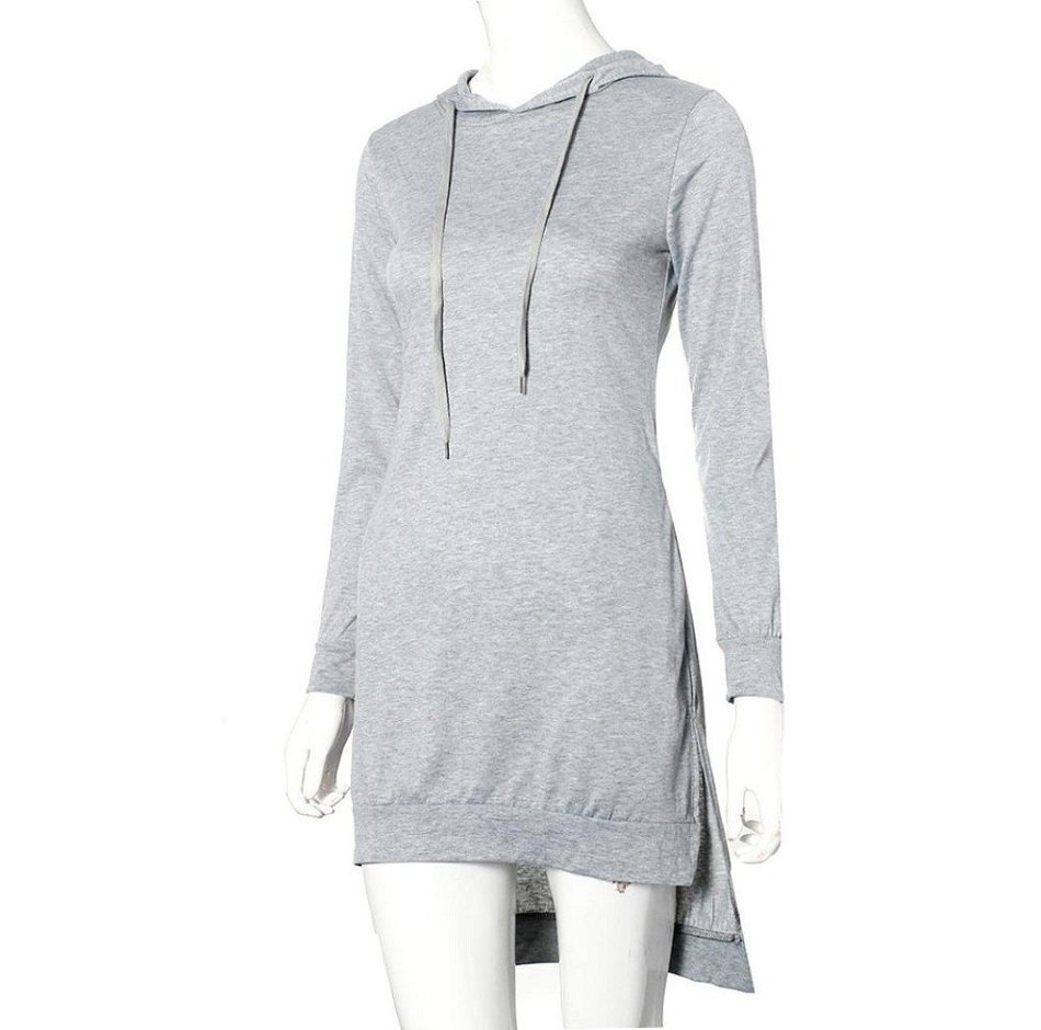 Morecome Women Sweatshirt Dress Double Split Hoodie Pullover Pockets Sweater (XL, Blue) N11