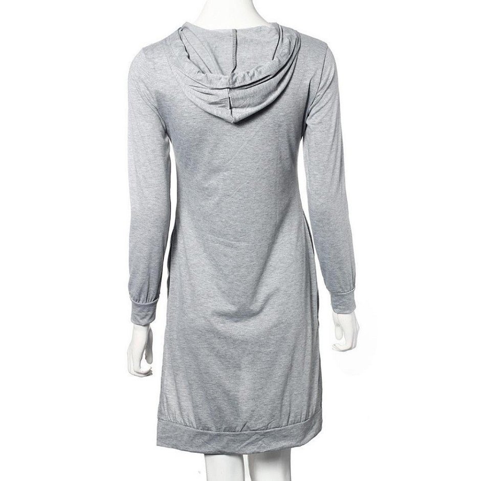 Morecome Women Sweatshirt Dress Double Split Hoodie Pullover Pockets Sweater (XL, Blue) N12