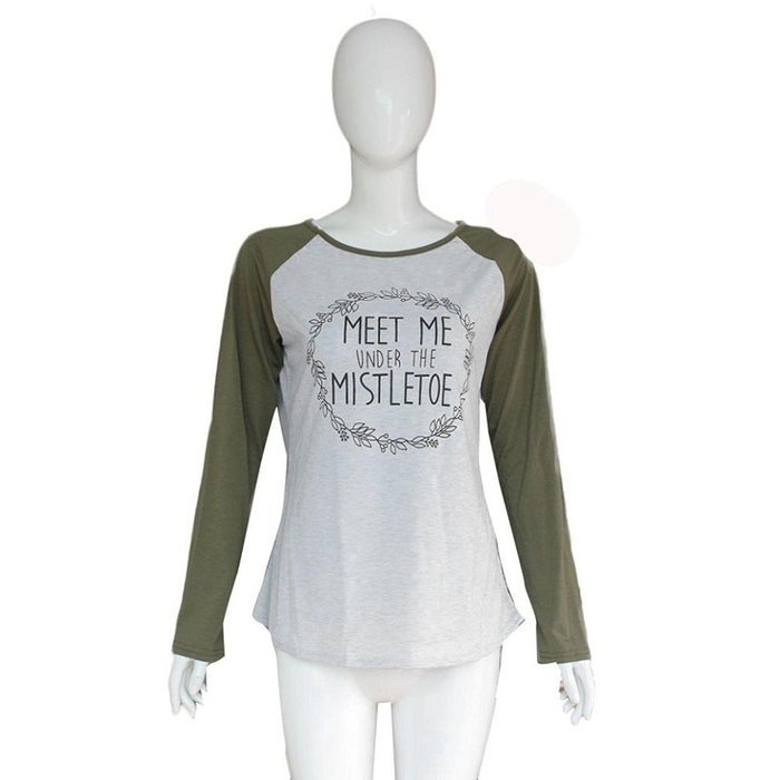 Casual Blouse,Morecome Women Fashion Letter Print Round Collar Cotton Long Sleeve Casual Tops N2