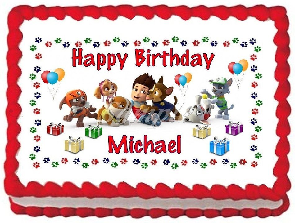 Paw Patrol #4 Edible Frosting Sheet Cake Topper - 1/4 Sheet