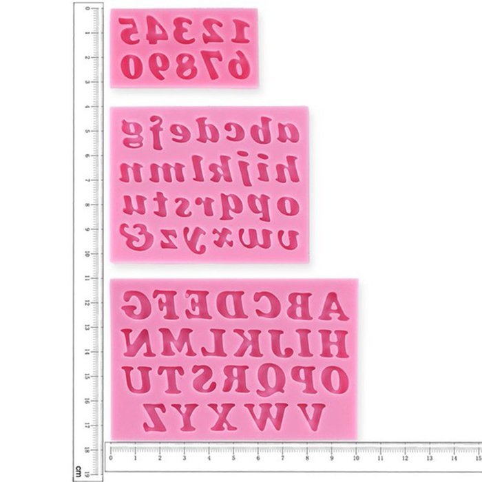 9Snail Small Size Letters & Numbers Fondant Cake Molds Soap Chocolate Mould For The Kitchen Baking 1set(3pcs) N2