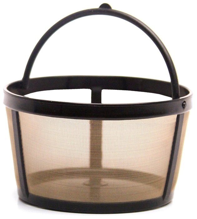 Gold Tone Reusable Basket-style 4-8 Cup Coffee Filter with Handle. N2
