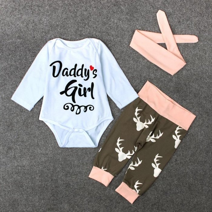 Clothes Set ,BeautyVan Kid Xmas Newborn Baby Girl Romper Bodysuit+Pants Hairband Clothes Outfits Set (6M, White) N8