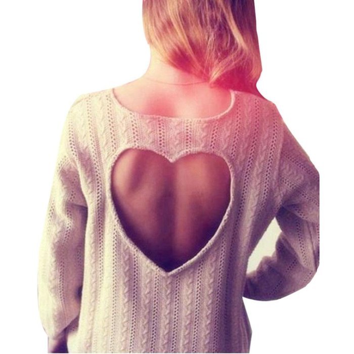 Blouse,BeautyVan Women Heart-Shaped Hollow-Knit Long-Sleeve Sweater Top Blouse (L, White)