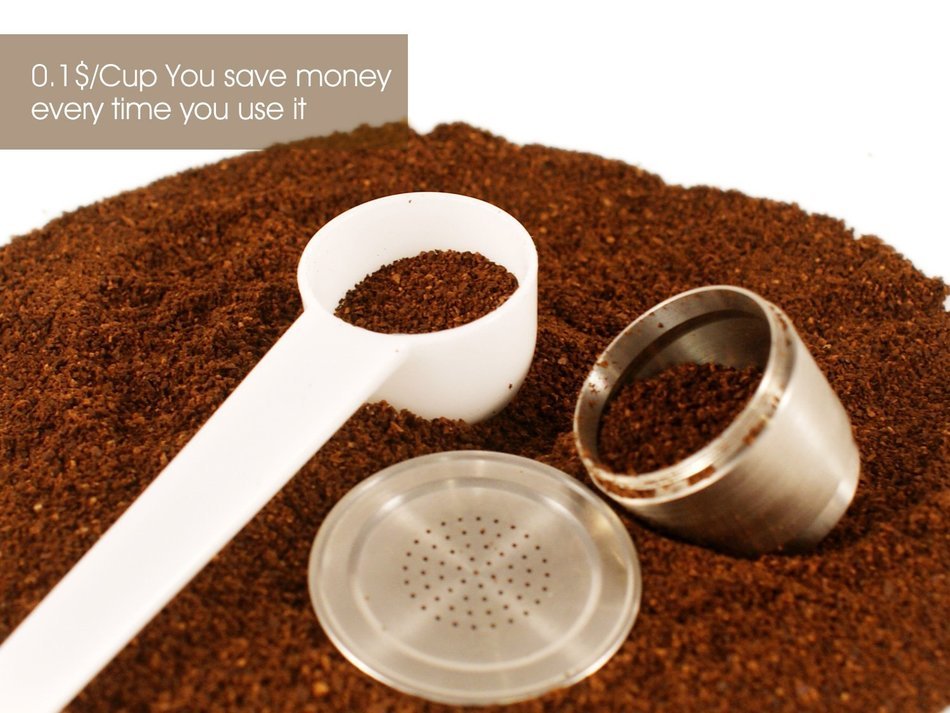 Coffee Chef Barista Set with Refillable Reusable Nespresso Capsule Stainless Steel Metal pod N5