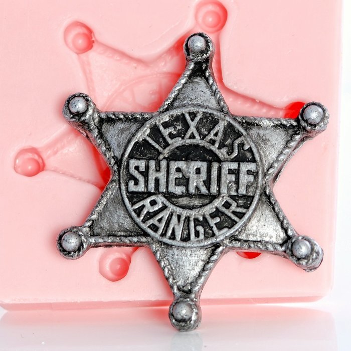 Silicone Marshall Badge Mold Make Your Own Western Sheriff Badge out of Chocolate, Fondant, Candy, Resin, Clay... N5